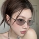 复古欧美金属老钱风墨镜女透明灰色高级感方圆脸显瘦猫眼太阳镜潮