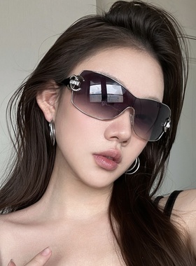 欧美辣妹渐变灰大框防晒墨镜女潮