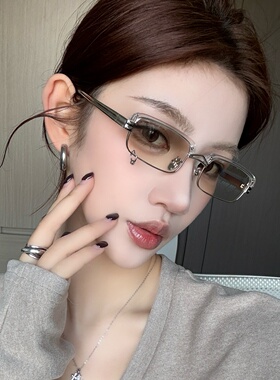 金属半框水银渐变辣妹风墨镜女潮