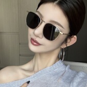 女韩版 金属老钱风网红ins2026偏光墨镜方圆脸显瘦高级感太阳眼镜