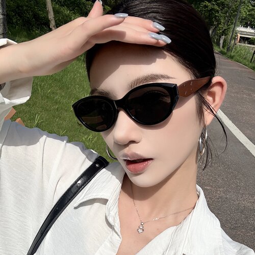 复古黑色猫眼偏光墨镜女欧美辣妹