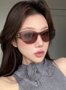 无框一体茶色金属腿显瘦太阳镜
