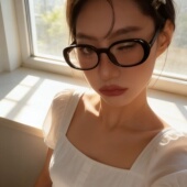 复古黑框椭圆素颜眼镜女大方脸显瘦氛围高智感超轻学生配近视度数