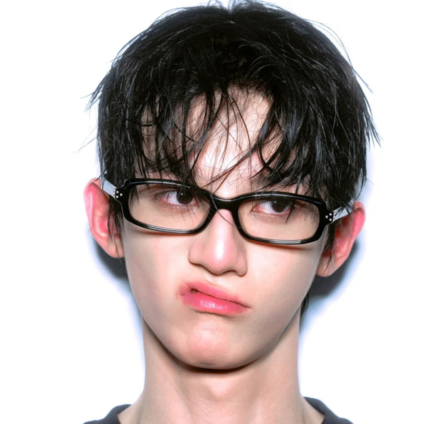 韩版潮男个性小黑框方形圆脸眼镜