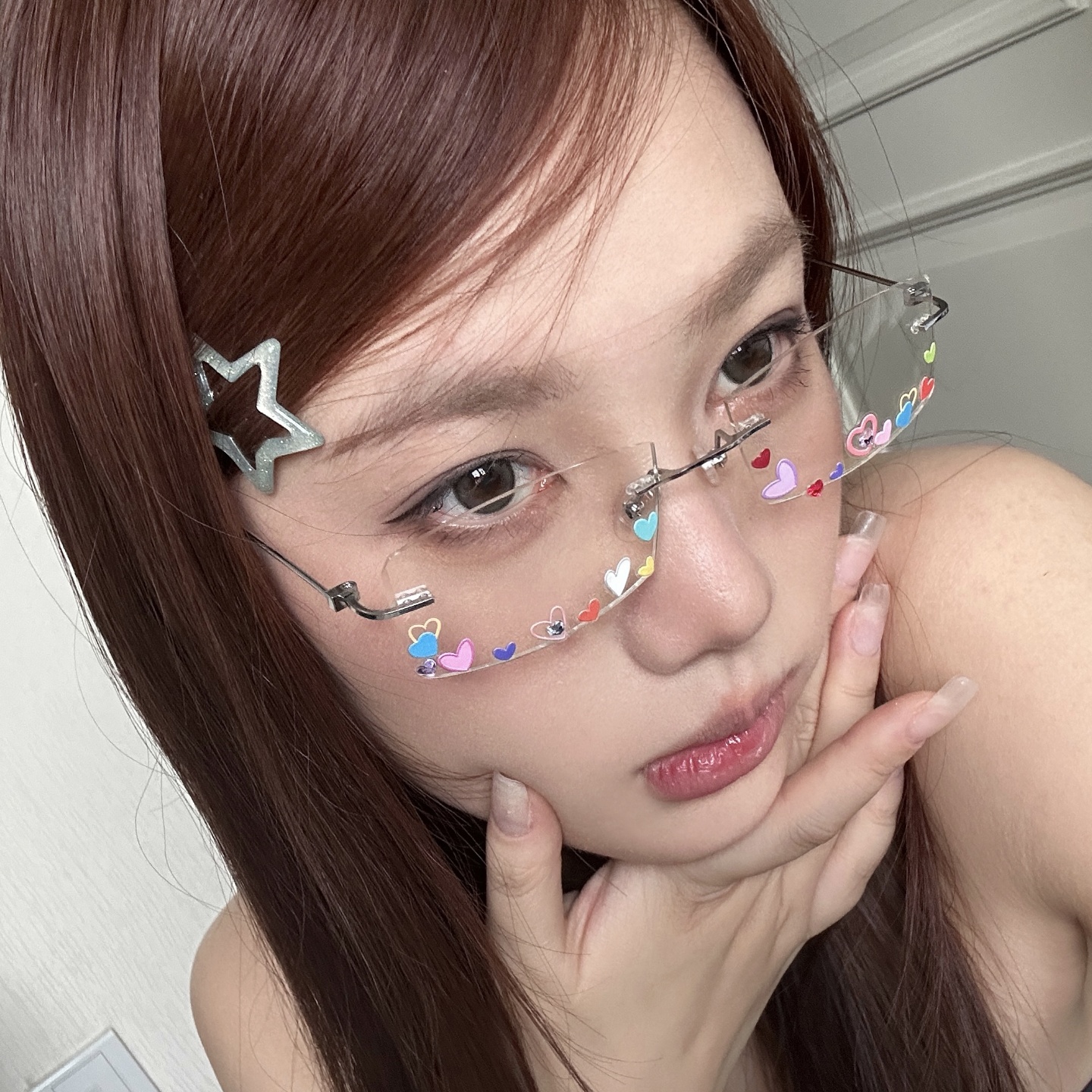 无框贴纸diy眼镜女潮素颜配近视