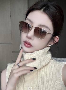 复古渐变茶欧美老钱风墨镜女显瘦