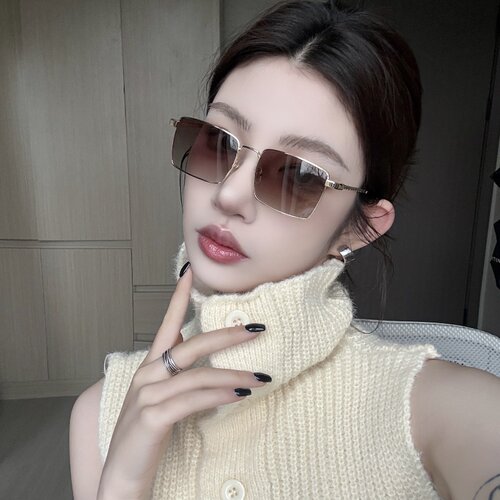 复古渐变茶欧美老钱风墨镜女显瘦