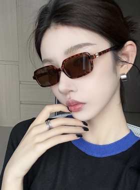 欧美复古豹纹茶小框方形太阳眼镜