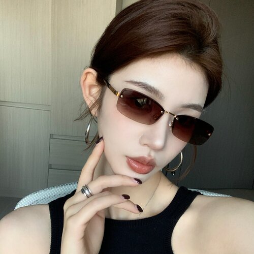 复古老钱风无框方形显瘦太阳镜女