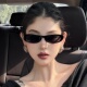 欧美风猫眼墨镜女方圆脸显瘦高级网感小框椭圆复古辣妹度假太阳镜
