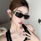 欧美金属机车风金属连体式 发箍墨镜女方圆脸显瘦高级感太阳眼镜男