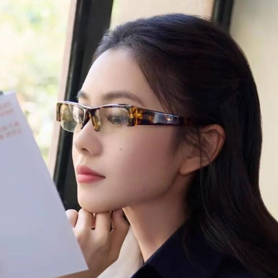 复古眉毛半框豹纹素颜眼镜架女潮素颜配近视度数显气质欧美辣妹风