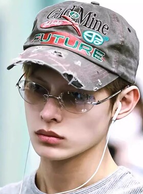 无框猫眼渐变水银色太阳镜cortis