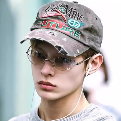 无框猫眼渐变水银色太阳镜cortis