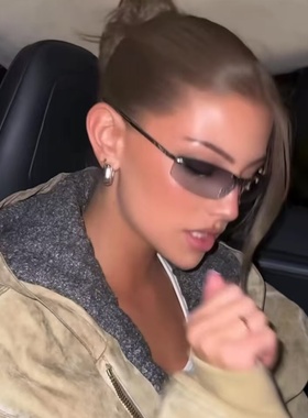 无框渐变灰显瘦飞行员墨镜欧美风