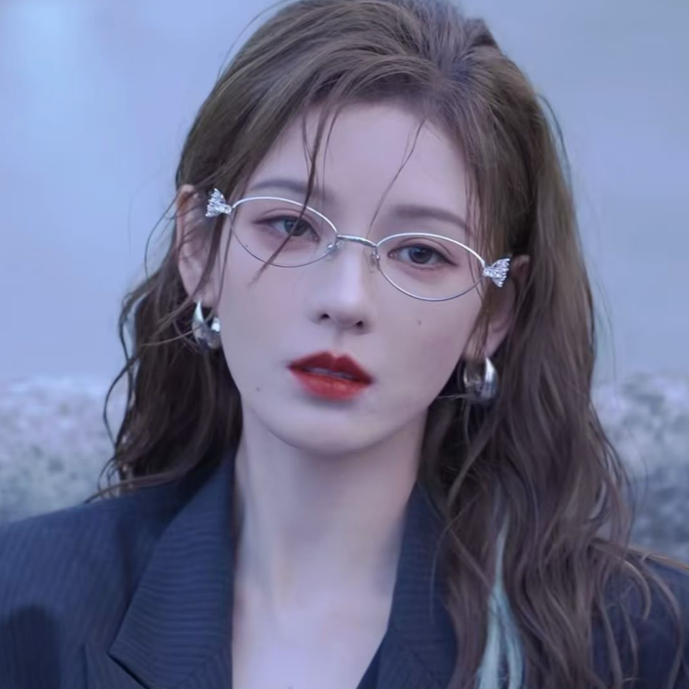 gm眼镜女近视猫眼素颜张予曦同款