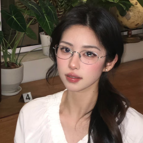 网红复古金属银色小框椭圆素颜镜