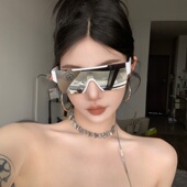 2026春夏大框太阳眼镜欧美风连体镜片大方形白框水银户外运动墨镜