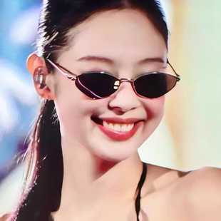 复古金边老钱风多边形猫眼墨镜女Jennie演唱会同款欧美辣妹太阳镜
