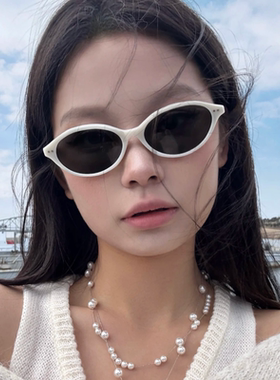 书呆子猫眼白色太阳镜欧美辣妹风