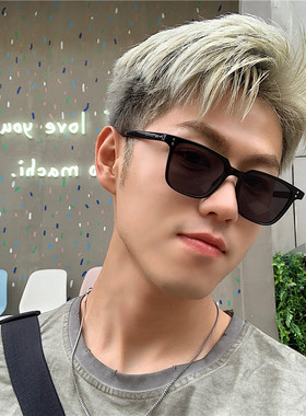 韩版网红潮男近视偏光墨镜经典黑色方形框防紫外线太阳镜女圆胖脸