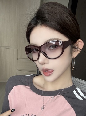 复古欧美风超大框显气质酒红墨镜