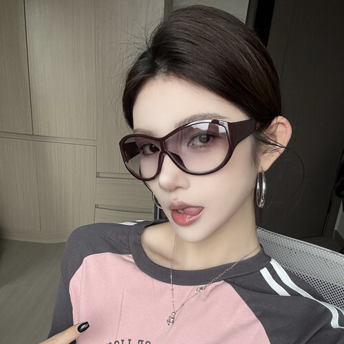 复古欧美风超大框显气质酒红墨镜