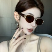 复古茶色金属老钱风薯薯墨镜猫眼方圆脸显瘦高级感欧美辣妹太阳镜