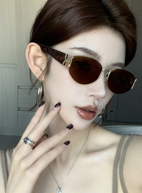 复古老钱风茶色猫眼显瘦太阳镜女