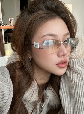复古Y2K无框渐变水银显瘦墨镜女