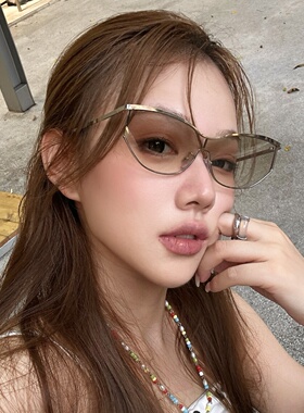 复古金属猫眼渐变银色显瘦太阳镜