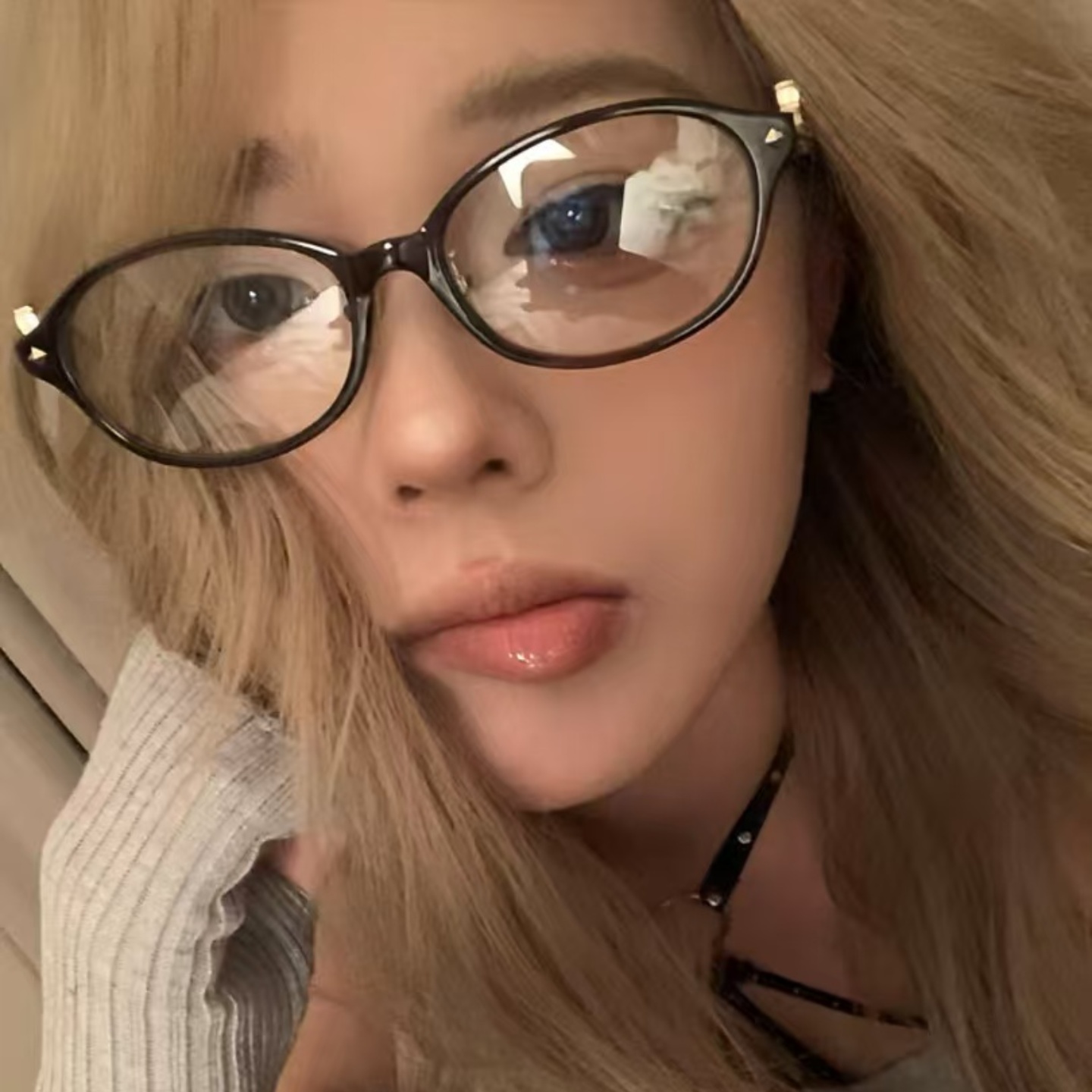 欧美金属椭圆黑框书呆子近视眼镜