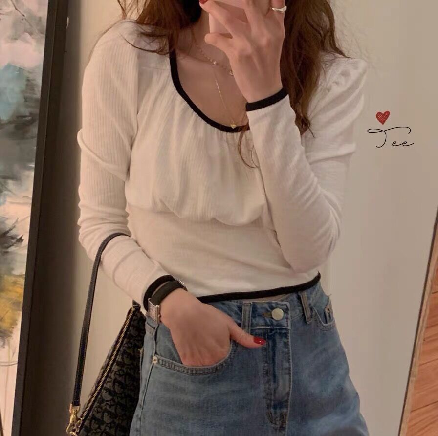 鬼馬系少女 特別腰身t 撞色包邊T恤