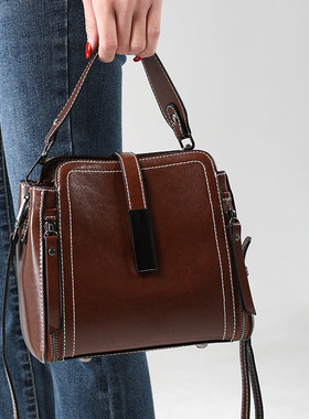 时尚真皮女包包斜挎包女2026新款复古百搭单肩包高级感通勤手提包