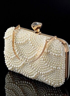 精致珍珠包包手提高级感妈妈配礼服包包斜跨小包宴会礼服手拿包女