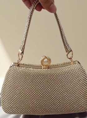 高级感包包富家千金礼服晚宴手拿包女士满钻手提包搭配大衣的包包