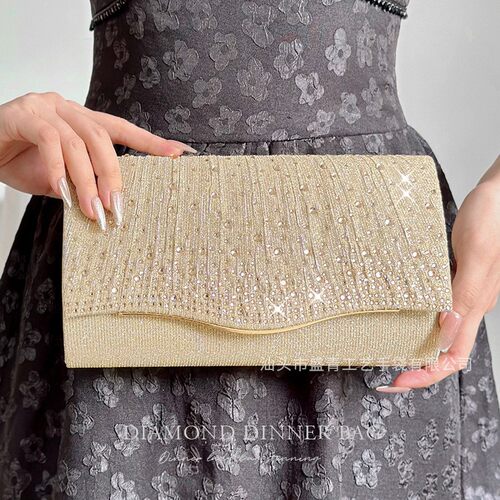 包包香槟色高级感包包晚宴手包手拿包大容量礼服手抓包链条斜挎包