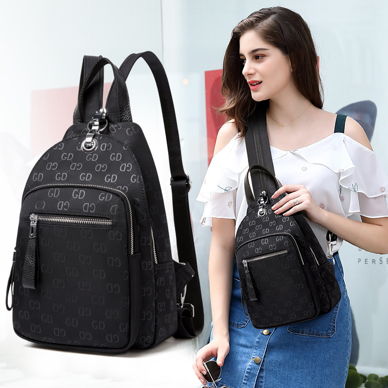 胸包女2020新款帆布斜跨腰包百搭女士胸前斜挎包牛津布双肩小背包