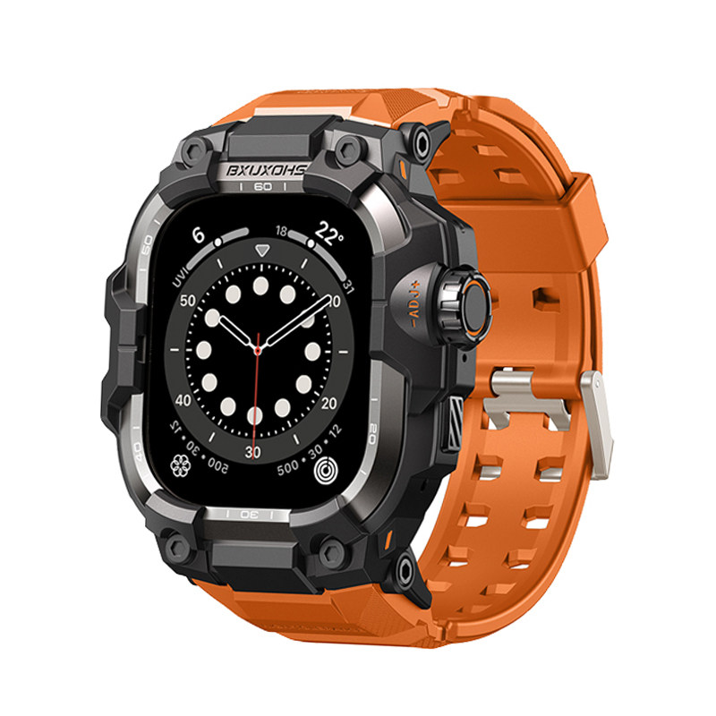 适用AppleWatch Ultra3/2/1代金属改装壳苹果手表iwatch10高性能硅胶表带S11一体氟橡胶运动表带45/46/49mm