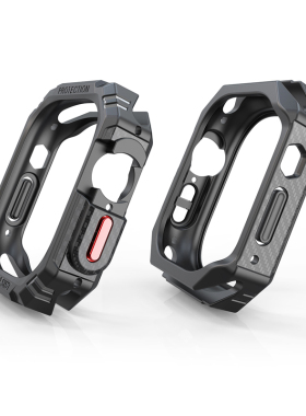 适用iwatch ultra49mm软tpu边框保护套applewatch345678se碳纤维纹理包裹按键防摔苹果手表壳潮运动野户外