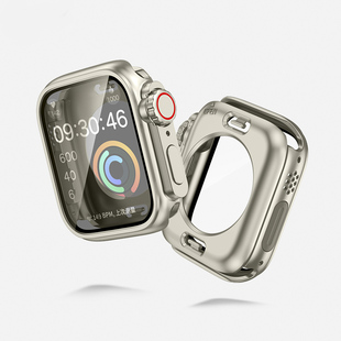 适用苹果手表保护壳apple watch保护壳改装ultra 2/iwatch表壳s9钛合金s8防水s7高端s6金属se壳膜一体