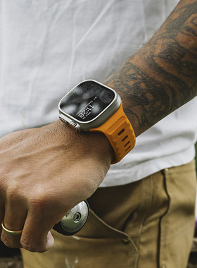 表带氟橡胶AppleWatch Ultra2/3新品高级运动硅胶防水iwatch8表带iWatch s11/10适用苹果手表S9代男女49/46mm
