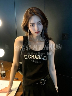 CHESTER CHARLES 女士新品Logo字母修身显瘦U領背心吊带香港代购