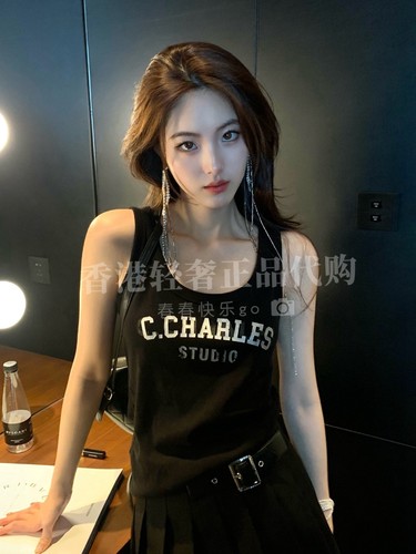CHESTER CHARLES 女士新品Logo字母修身显瘦U領背心吊带香港代购
