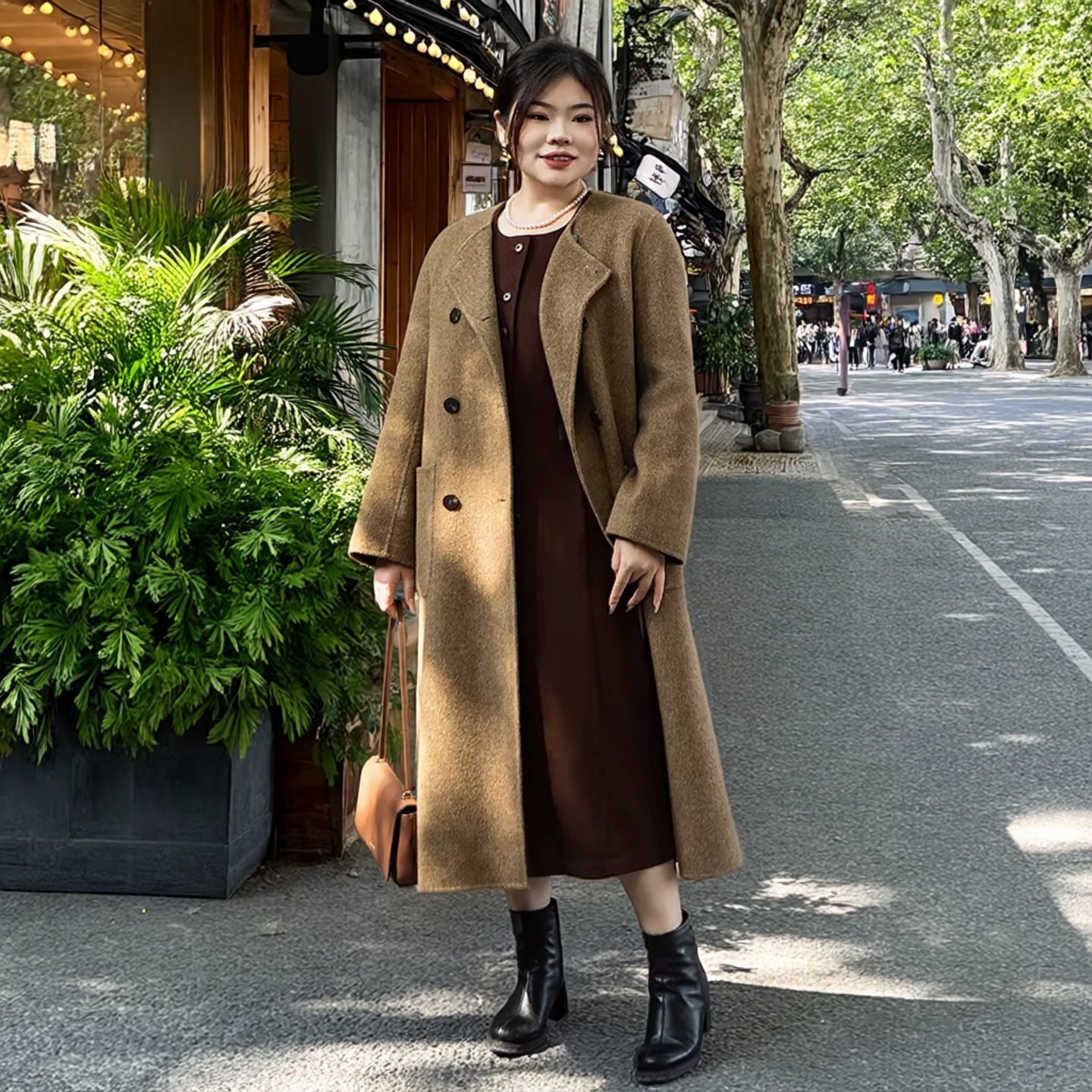 美丽客栈高端大码毛呢外套女宽松显瘦双排扣圆领双面呢骆驼绒大衣,女装/女士精品,毛呢外套,淘宝优惠券,粉丝福利购,淘宝优惠卷