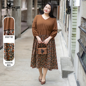 【田野时光】高端大码女装2025年新款连衣裙胖mm遮肚显瘦中长款裙