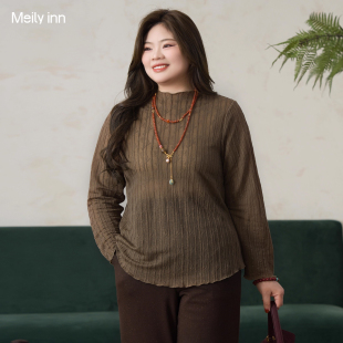 女打底衫 2026春针织提花上衣女原创高端大码 竹影节节 美丽客栈