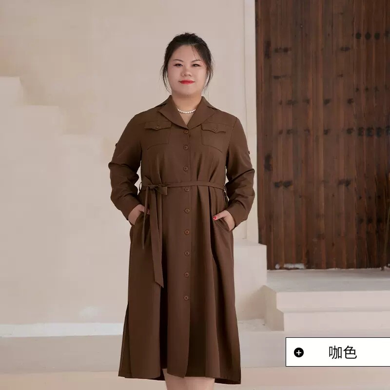 大码中长款连衣裙风衣