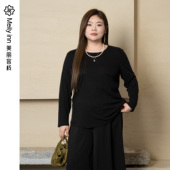 美丽客栈原创高端大码 胖mm200斤加肥加大真丝天丝抗菌T恤春秋 女装