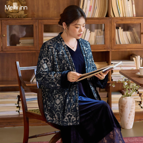 美丽客栈雪尼尔提花国风棉服女